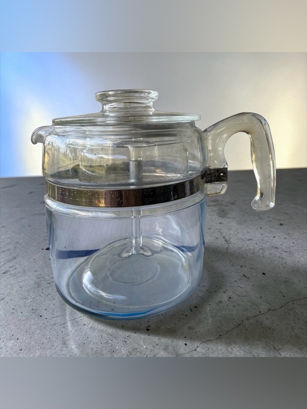 Vintage Pyrex 6 Cup Glass Percolator / Stovetop Coffee Pot USA 7756 MCM 1 of 2